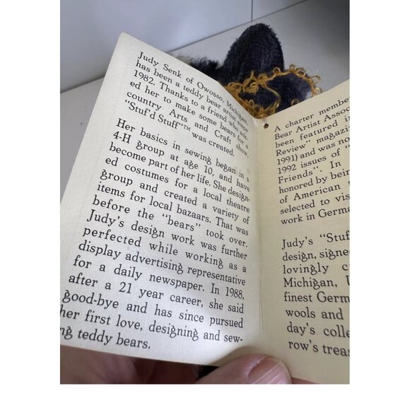 Vtg 9Os Judy Senk Artist Bear Star Collectible English Mohair jointed Teddy Bear - Picture 5 of 15